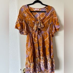 Mustard Yellow Dress with Tie Top